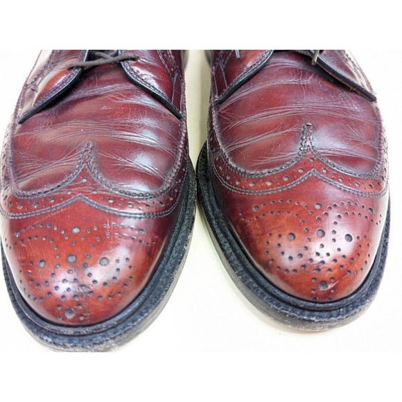 Allen Edmonds Mens Oxford Dress Shoes Brown Black Leather Wingtip Lace Up USA 9A main image 4